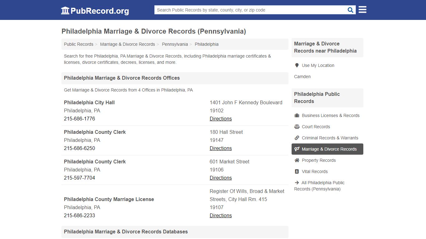 Free Philadelphia Marriage & Divorce Records (Pennsylvania Marriage ...